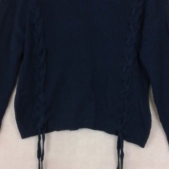 Lane Bryant Chunky Knit Sweater Size 14/16 in Navy w Hem Ties - Picture 5 of 11